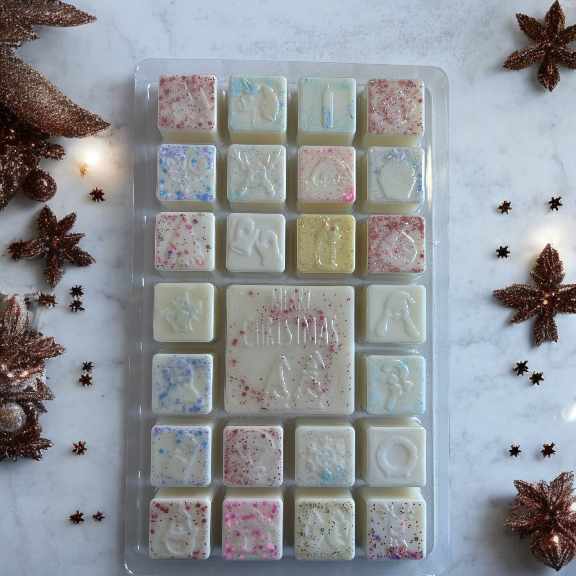 Colourful hand poured Christmas soy wax melts limited edition